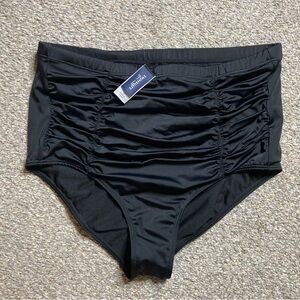 Swimsuits For All Women’s Size 18 Shirred High Waisted Bikini Swim Bottom Black